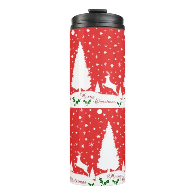 Merry Christmas Winter Snowflakes Thermal Tumbler (Front)