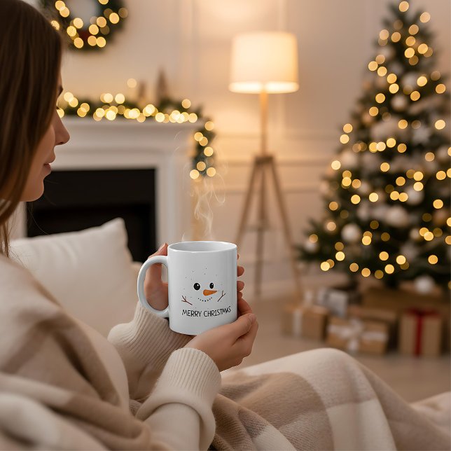 Merry Christmas winter snowman happy smile face Coffee Mug (Creator Uploaded)