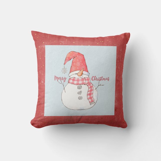 Merry Christmas Winter Snowman Year Keepsake  Throw Pillow (Front)