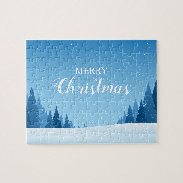 Merry Christmas winter snowy landscape Jigsaw Puzzle (Horizontal)