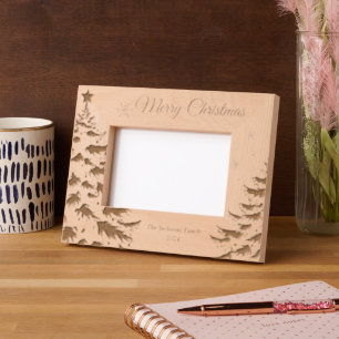 Merry Christmas Winter Trees Family Wooden Engraved Frames