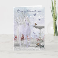 Merry Christmas Winter Unicorn, Robins Holiday Card