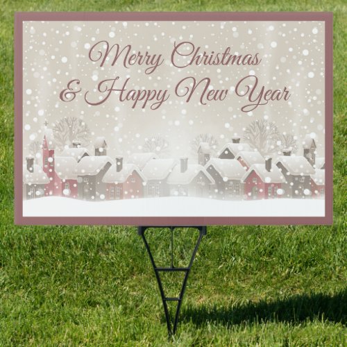 Merry Christmas Winter Village Large Yard Sign