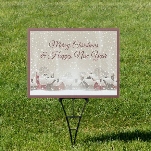 Merry Christmas Winter Village Medium Yard Sign