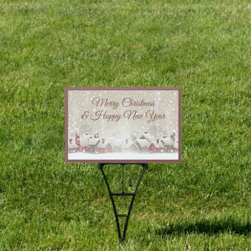 Merry Christmas Winter Village Small Yard Sign