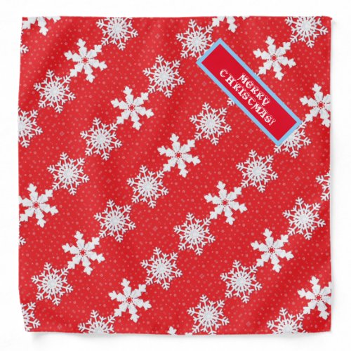 Merry Christmas Winter White Snowflakes Red Bandana