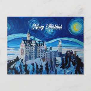 Merry christmas winter wonderland castle postcard