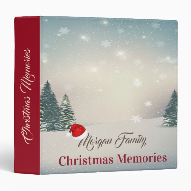 Merry Christmas,Winter Wonderland,Pine Trees 3 Ring Binder (Front/Spine)