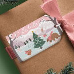 Merry Christmas Winter Wonderland Woodland Animals Gift Tags<br><div class="desc">Celebrate the magical and festive holiday season with our custom holiday gift tag. The design features "Fa la la" with fun pink chic woodland animals skating and enjoying the holiday festivities around a Christmas tree. Customized with your monogram. The reverse side features our fa la la pattern design. All illustrations...</div>