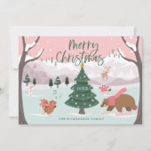 Merry Christmas Winter Wonderland Woodland Animals Holiday Card (Front)