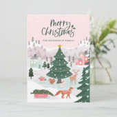 Merry Christmas Winter Wonderland Woodland Animals Holiday Card (Standing Front)