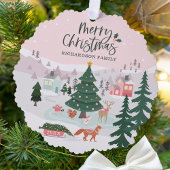 Merry Christmas Winter Wonderland Woodland Animals Ornament Card
