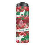 Merry Christmas Winter Woodlands Plaid Thermal Tumbler