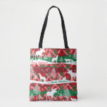 Merry Christmas Winter Woods Plaid Tote Bag