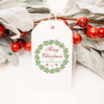Merry Christmas Winter Wreath Family Gift Tags<br><div class="desc">Minimalist greenery wreath "Merry Christmas" customizable gift tags.</div>