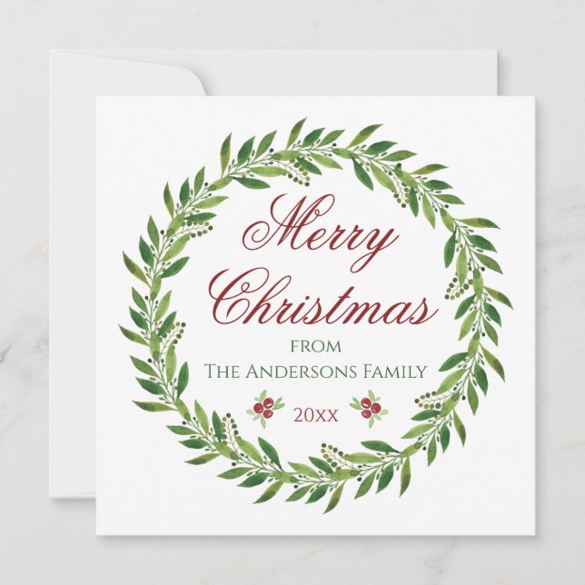 Merry Christmas Winter Wreath Family   Invitation (Front)