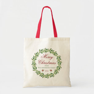 Merry Christmas Winter Wreath Family Tote Bag