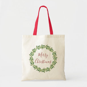 Merry Christmas Winter Wreath Tote Bag