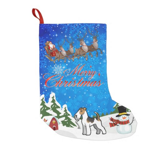 Merry Christmas Wire Fox Terrier Small Christmas Stocking