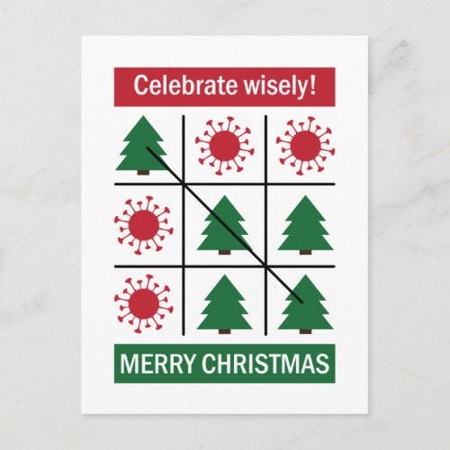 Merry Christmas wish with advice to celebrate safe Postcard