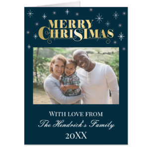 Merry Christmas wish with family photo Card
