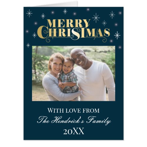 Merry Christmas wish with family photo Card