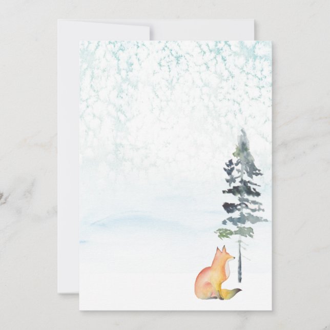 Merry Christmas Wishes Blank Fox Note Card (Front)