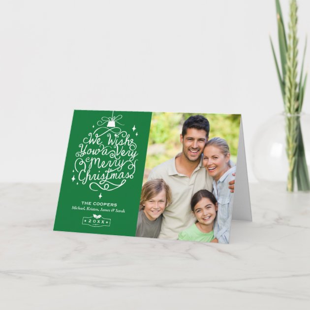 Merry Christmas Wishes DIY Color With Custom Photo Holiday Card