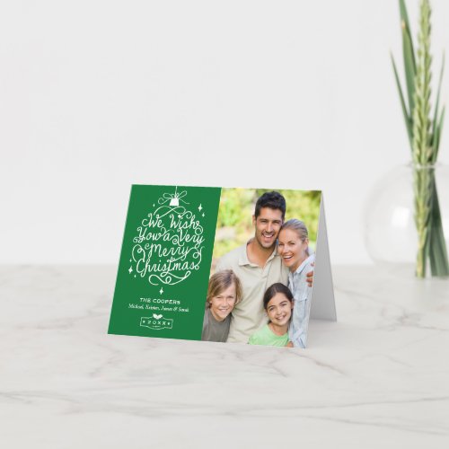 Merry Christmas Wishes DIY Color with Custom Photo Holiday Card