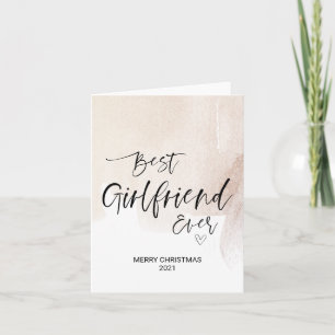 Merry Christmas Wishes For Girlfriend Gold Xmas Card