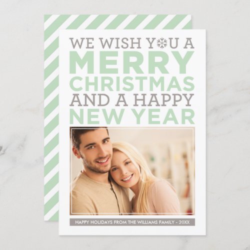 Merry Christmas Wishes Modern Mint Green Photo Holiday Card