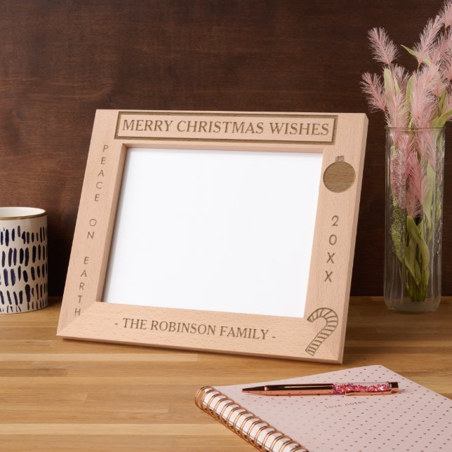 Merry Christmas Wishes Name 10 x 8 Photo Engraved Frames (Left)