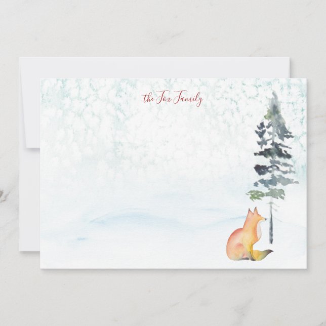 Merry Christmas Wishes Personalized Fox Note Card (Front)
