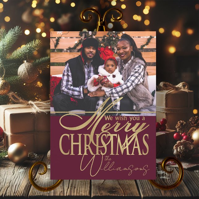 Merry Christmas Wishes Photo Christmas Card (Merry Christmas wishes personalized photo Christmas card)