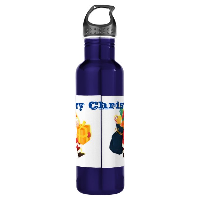 Merry Christmas Wishes Printed Celebration 24 oz Stainless Steel Water Bottle (Front)