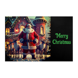 Merry Christmas Wishes Santa Reindeer Special-Art Acrylic Print