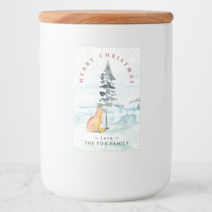 Merry Christmas Wishes Watercolor Winter Fox Food Label