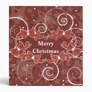 Merry Christmas wishes with bows and stars 3 Ring Binder