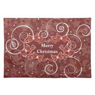 Merry Christmas wishes with bows and stars Cloth Placemat