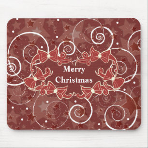 Merry Christmas wishes with bows and stars Mouse Pad