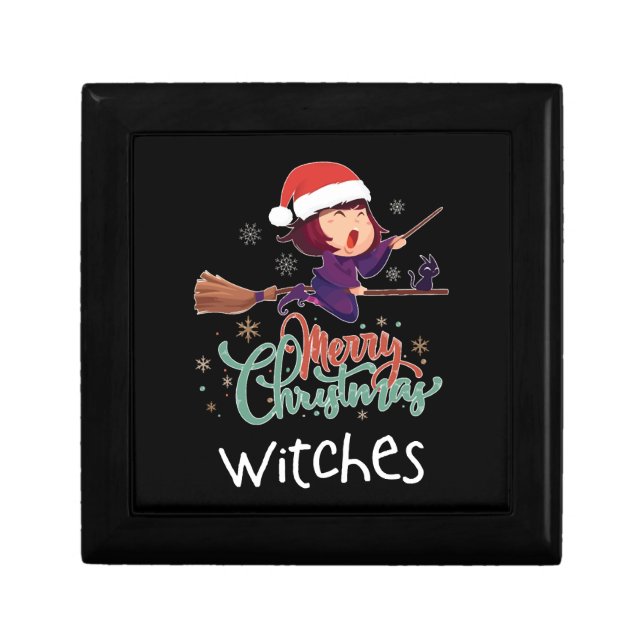 Merry Christmas Witch Tshirt Broom Christmas Eve Gift Box (Front)