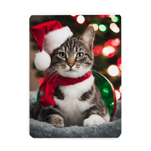 Merry Christmas with a cute kitten Magnet (Vertical)