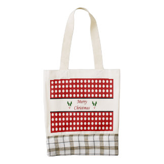 Merry Christmas with a Polka Dot pattern Zazzle HEART Tote Bag