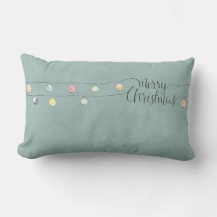 Merry Christmas with a String of Ornaments Lumbar Pillow