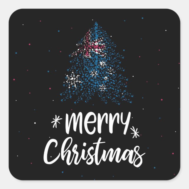 Merry Christmas with Australia flag Square Sticker (Front)