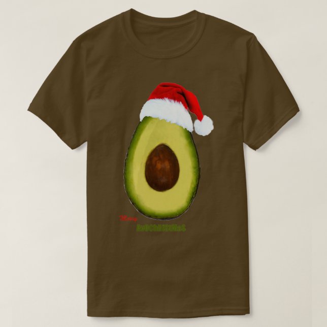 Merry Christmas with avocado Cute Christmas avocad T-Shirt (Design Front)