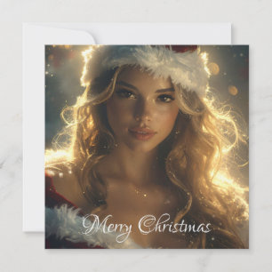 MERRY CHRISTMAS with beautiful Santa Angel Holiday Card