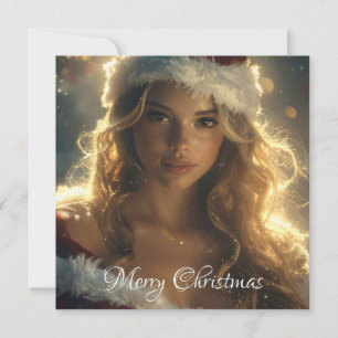MERRY CHRISTMAS with beautiful Santa Angel Invitation