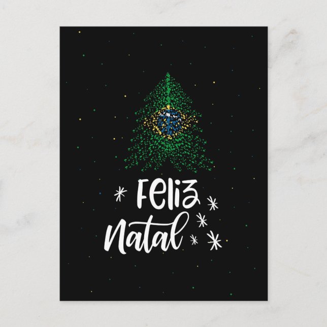 Merry Christmas with Brazil flag Holiday Postcard (Front)