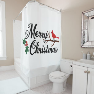 Merry Christmas with Cardinal Shower Curtain